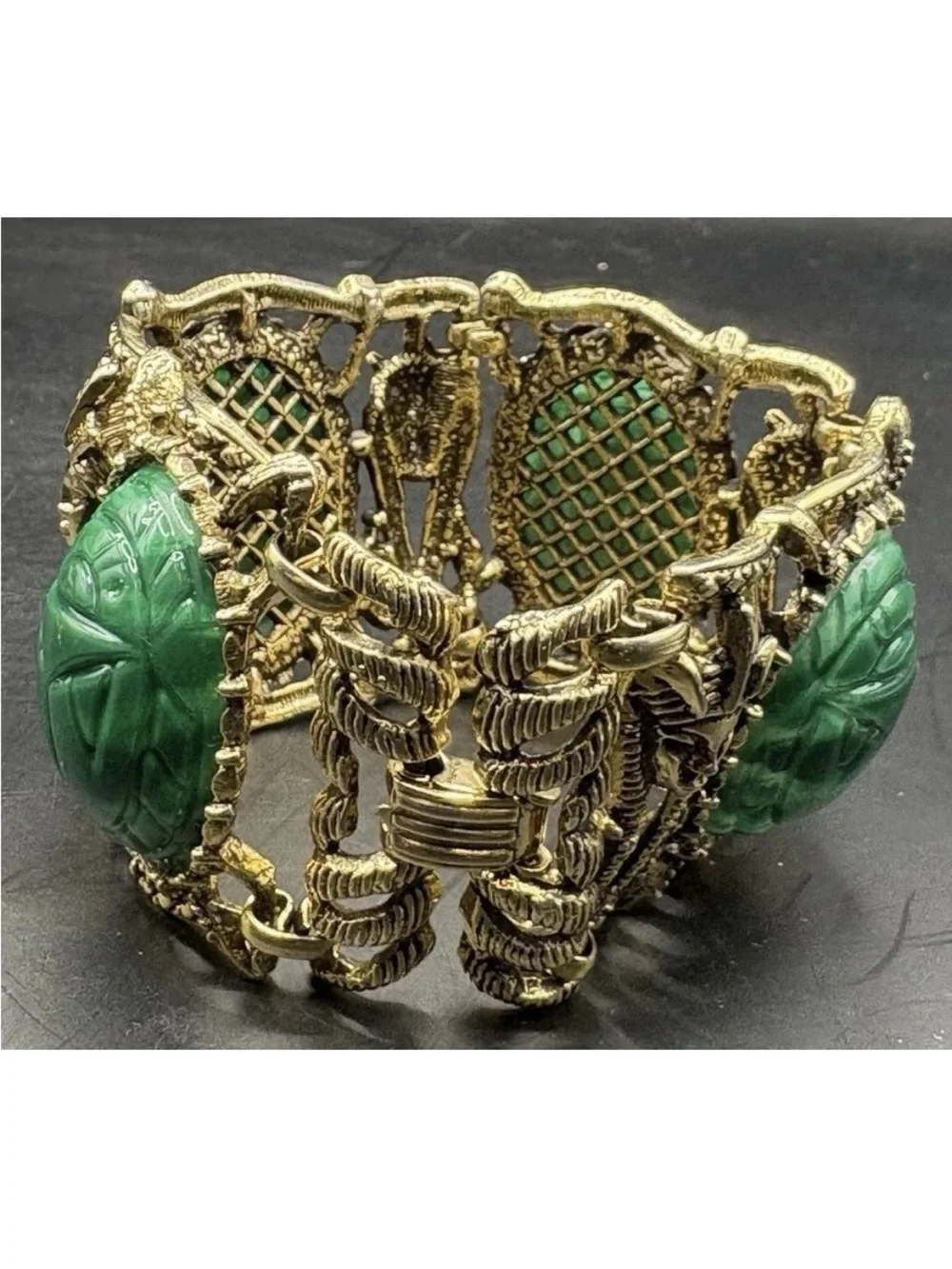 Vintage Egyptian revival bracelet and clip on earrings
